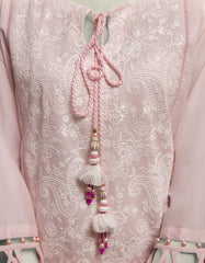 PINK LAWN SCHIFFLI UNSTITCHED 3PC