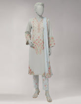 GREY LAWN EMBROIDERED STITCHED 3PC