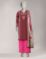 MAROON LAWN EMBROIDERED UNSTITCHED 3PC