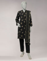 BLACK JACQUARD DYED UNSTITCHED 3PC