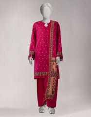 PINK JACQUARD SHIMMER UNSTITCHED 3PC