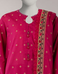 PINK JACQUARD SHIMMER UNSTITCHED 3PC