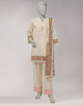 CREAM JACQUARD SHIMMER UNSTITCHED 3PC