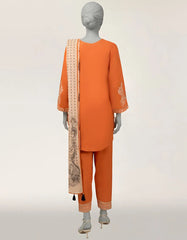 RUST LAWN EMBROIDERED STITCHED 3PC