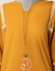 YELLOW LAWN EMBROIDERED STITCHED 3PC