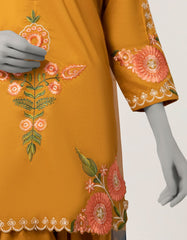 YELLOW LAWN EMBROIDERED STITCHED 3PC