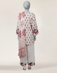 WHITE LAWN EMBROIDERED STITCHED 3PC
