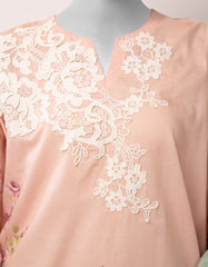 PINK LAWN EMBROIDERED STITCHED 3PC
