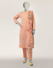 PINK LAWN EMBROIDERED STITCHED 3PC