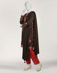 BLACK DOBBY EMBROIDERED STITCHED 3PC