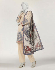 OFF WHITE LAWN EMBROIDERED STITCHED 3PC