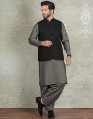 BLACK SUITING WAISTCOAT | JJVC-27380-R2