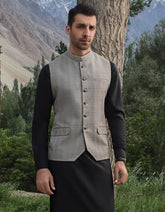 SMOKE GREY BLENDED WAISTCOAT | JJVC-27412