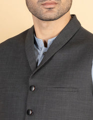 DARK GREY BLENDED WAISTCOAT | JJVC-27421