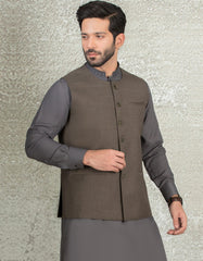 MUD GREY BLENDED WAISTCOAT | JJVC-27429