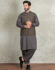 MUD GREY BLENDED WAISTCOAT | JJVC-27429