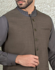 MUD GREY BLENDED WAISTCOAT | JJVC-27429