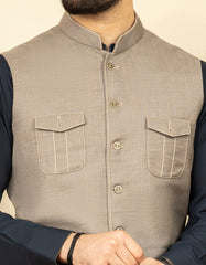 SAND GREY BLENDED WAISTCOAT | JJVC-27431