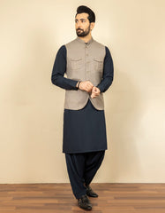SAND GREY BLENDED WAISTCOAT | JJVC-27431