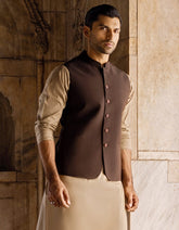 COFFEE BROWN SUITING WAISTCOAT | JJVC-27434