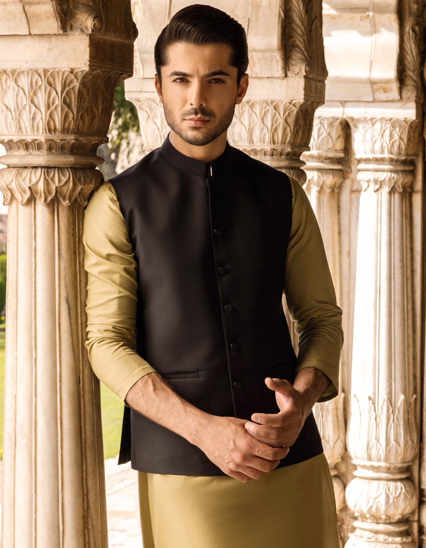 BLACK SUITING WAISTCOAT | JJVC-27436
