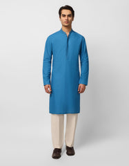 BLUE COTTON SEMI-FORMAL KURTA