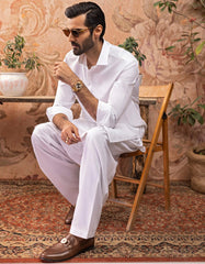 WHITE BLENDED KAMEEZ SHALWAR | JJKS-S-30727-R10-AP