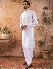 WHITE BLENDED KAMEEZ SHALWAR | JJKS-S-30728-R10-AP
