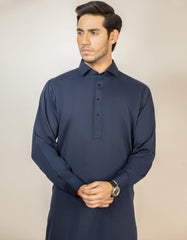 NAVY BLUE BLENDED KAMEEZ SHALWAR | JJKS-S-30779-R17-AP