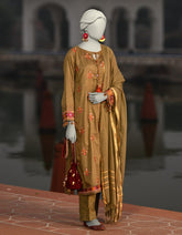 GREEN DOBBY EMBROIDERED UNSTITCHED 3PC | JLAWN-S-25-3081