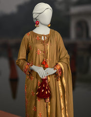 GREEN DOBBY EMBROIDERED UNSTITCHED 3PC | JLAWN-S-25-3081