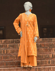 BROWN JACQUARD DYED UNSTITCHED 3PC | JLAWN-S-25-3203