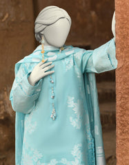 BLUE JACQUARD DYED UNSTITCHED 3PC | JLAWN-S-25-3216