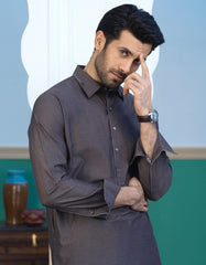 MAJOR BROWN BLENDED KAMEEZ SHALWAR | JJKS-S-32499