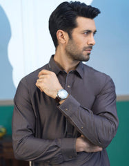 MAJOR BROWN BLENDED KAMEEZ SHALWAR | JJKS-S-32499
