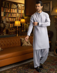 BLUEISH GREY BLENDED KAMEEZ SHALWAR | JJKS-S-32532