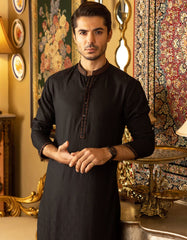 BLACK COTTON KURTA | JJK-S-32539