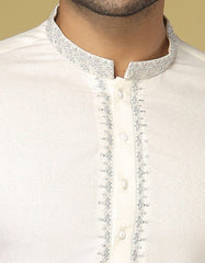 OFF WHITE BLENDED KAMEEZ SHALWAR | JJKS-S-32572