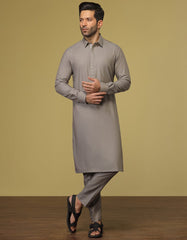 DULL GREY COTTON KAMEEZ SHALWAR | JJKS-S-32576