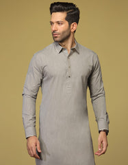LIGHT GREY BLENDED KURTA PAJAMA | JJKP-S-32579