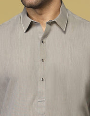 LIGHT GREY BLENDED KURTA PAJAMA | JJKP-S-32579