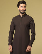 DARK BROWN BLENDED KURTA PAJAMA | JJKP-S-32580