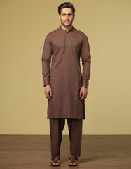 COFFEE BROWN COTTON KAMEEZ SHALWAR | JJKS-S-32594