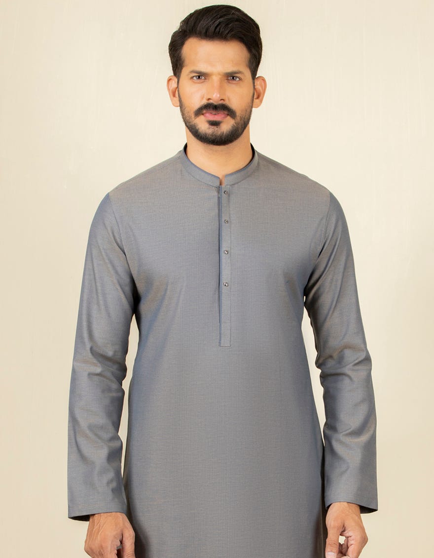 WOOD GREY COTTON KURTA | JJK-S-32597