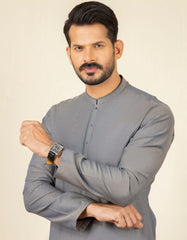 WOOD GREY COTTON KURTA | JJK-S-32597
