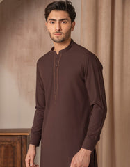 DARK BROWN BLENDED SEMI-FORMAL KAMEEZ SHALWAR
