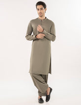DULL GREEN COTTON KAMEEZ SHALWAR | JJKS-A-33052
