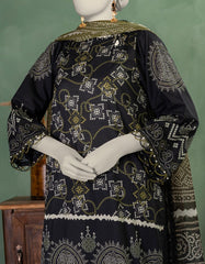 BLACK LAWN PRINTED UNSTITCHED 3PC
