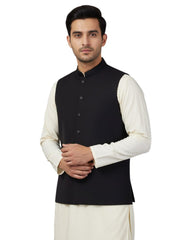BLACK PLAIN WAISTCOAT | JJVC-A-33162