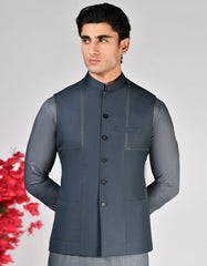 STEEL BLUE PLAIN WAISTCOAT